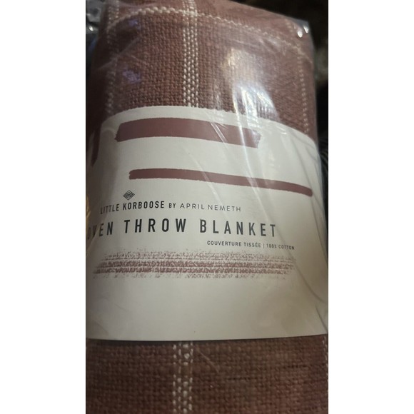 Little Korboose Woven Throw Blanket 100% Cotton, 50x60in, FabFitFun, NEW - Picture 2 of 5